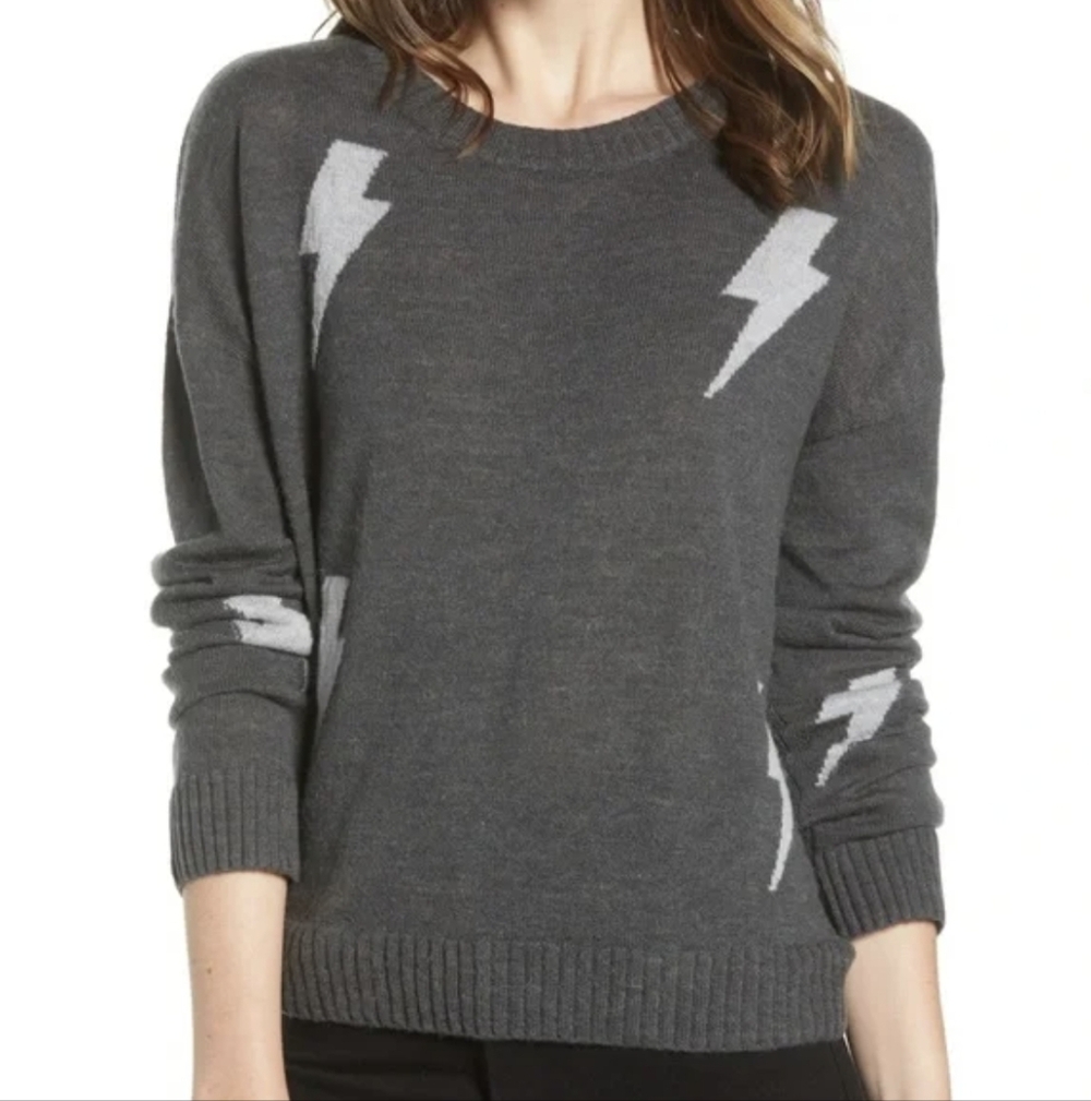 RAILS PERCI CHARCOAL GRAY LIGHTNING BOLT SWEATER SIZE SMALL